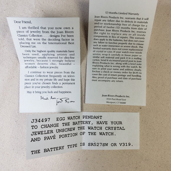 NIB - Joan Rivers Egg watch Pendant J34497 - Picture 3 of 6